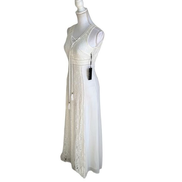 Lulu’s Off White Sleeveless Lace Maxi Dress Bridal Collection - Picture 4 of 15